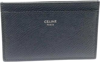 Celine Pre-owned Grained Calfskin Card Holder - Dames - Vintage Accessoires - Blauw - ONE Size - Leer - Vintage