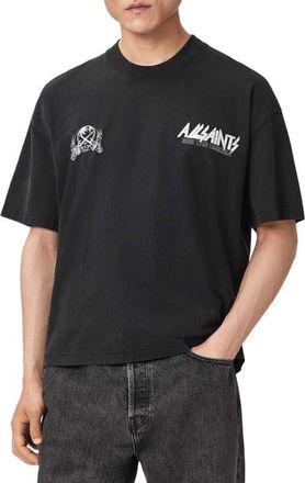 AllSaints Chromium Graphic T-Shirt in Washed Black at Nordstrom, Size Xx-Large