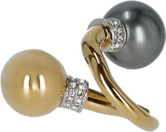 Lanvin Gold Swarovski Brass Open Ring