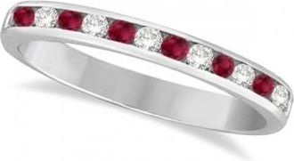 Allurez Ruby & Diamond Semi-Eternity Channel Ring 14k White Gold (0.40ct)