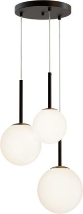 Maytoni Höhenverstellbare Hängelampe Basic Form 3-flammig, Schwarz/Opalglas