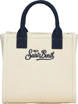 MC2 Saint Barth Womens Tote Bag Vanity Mini Canvas White Cotton Handbags Hand