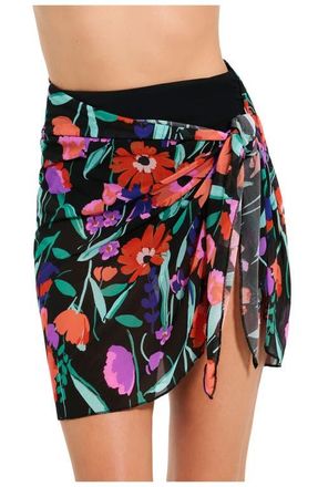 Gottex Mesh Sarong Wrap Skirt in Black-Multi at Nordstrom