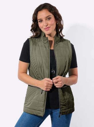 Casual Looks Steppweste CASUAL LOOKS, Damen, Gr. 36, khaki, 100% Polyester, Wattierung:100% Polyester, unifarben, Westen Steppweste
