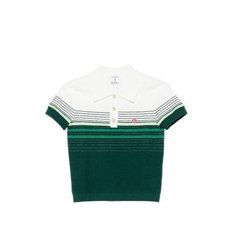 Casablanca Striped Short-sleeve Polo Shirt