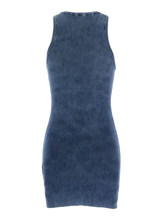 Diesel Ribbed Cotton Crew-Neck Dress - Blue