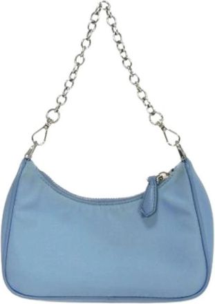 Prada Pre-owned Pouch Schoudertas - Dames - Vintage Schoudertas - Blauw - ONE Size - Nylon - Vintage