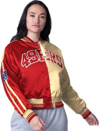 Starter Womens Starter Scarlet/Gold San Francisco 49ers Zone Blitz Cropped Full-Snap Satin Jacket at Nordstrom, Size Xx-Large