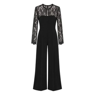 Akep Elegante Mono Largo con Cuerpo de Encaje - Jumpsuits & Playsuits - Mujer - Negro - M