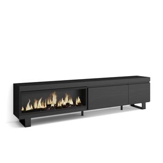 Skraut Home Skraut Home - Mueble Tv, Televisi&oacute;n, Muebles De Sal&oacute;n, Almacenaje, 237x57x35 Cm, Para Tv Gran Formato, Chimenea El&eacute;ctrica Xxl, Dise&ntilde;o Industrial, Esti