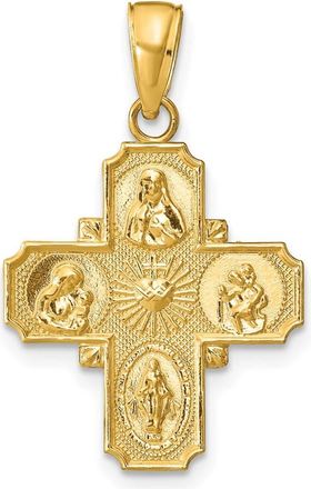 Diamond2Deal 14k Yellow Gold 4-Way Medal Pendant