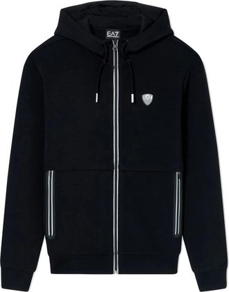 Emporio Armani Premium Shield Hooded Sweatshirt - Heren - Vesten met rits - Zwart - XL - Polyester - Hoodies & sweatvesten