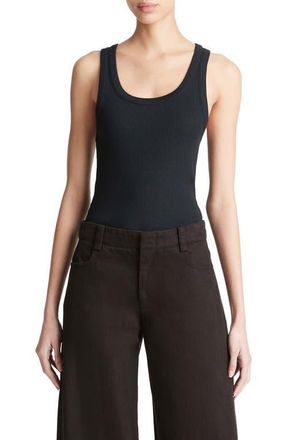 Vince Scoop Neck Rib Tank in Black at Nordstrom, Size Xx-Small