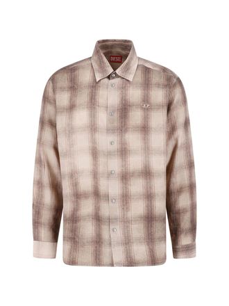 Diesel Muted Plaid Classic Collar Buttoned Cuffs Casual Shirt