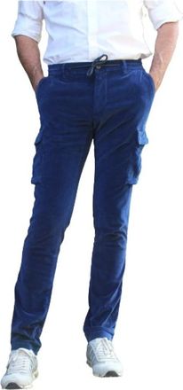 Mason's Cargo Velvet Broek - Heren - Slim Fit Broeken - Blauw - L - Katoen - Broeken