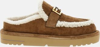 Fendi Suede And Shearling Sabot