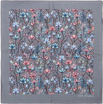 Lords of Harlech Hudson Merino Wool Handkerchief Pocket Square in Mystic Floral Grey at Nordstrom