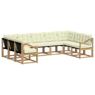 vidaXL Conjunto De Sof&aacute;s De Exterior Con Coj&iacute;n 9 Pcs Blanco Y Crema Vidaxl