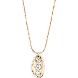 Open Edit Cubic Zirconia Pendant Necklace in Clear- Gold at Nordstrom