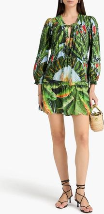 Farm Rio Amazonia Mini Dress In Forest Green
