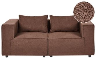 Beliani Sof&aacute; modular 2 plazas boucl&eacute; marr&oacute;n