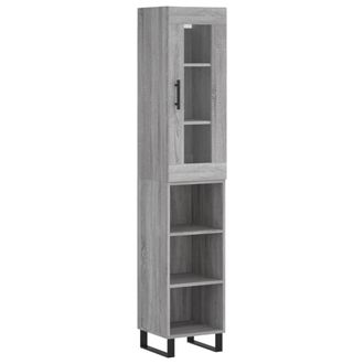 vidaXL Vidaxl - Aparador Alto Madera Contrachapada Gris Sonoma 34,5x34x180 Cm