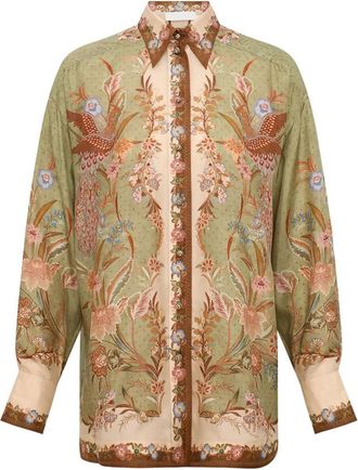 Zimmermann Green Loose Printed Shirt