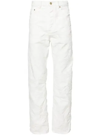 Purple P011 gerafelde straight jeans - Wit
