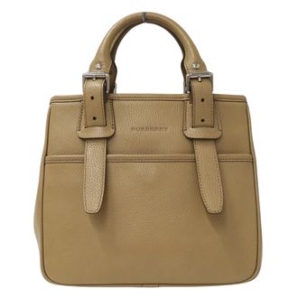 Burberry Beige Leather Handbag Tote Bag (Pre-Owned)