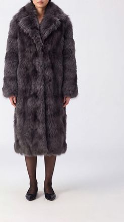 Sword 6.6.44 Cappotto lungo monopetto in pelliccia sintetica relaxed fit