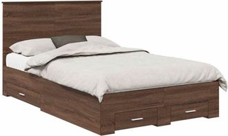 vidaXL Bed Frame Brown Oak and Silver 135 x 190 cm Engineered Wood vidaXL