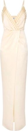 Elisabetta Franchi Slim-fit satijnen avondjurk - Dames - Avondkleed - Geel - S - Satijn - Kleedjes