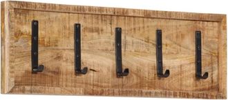 vidaXL Perchero De Pared Con 5 Ganchos Madera Maciza De Mango Vidaxl