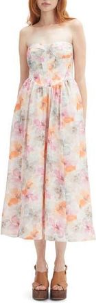 Bardot Lola Floral Strapless Corset Dress in Apricot Floral at Nordstrom Rack, Size 12