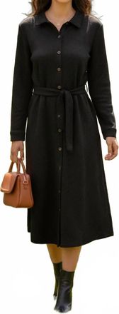 She + Sky Womens Long Sleeve Textured Button Down Shirt Dress In Black