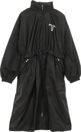 Prada 2000s logo-print hooded raincoat - Black