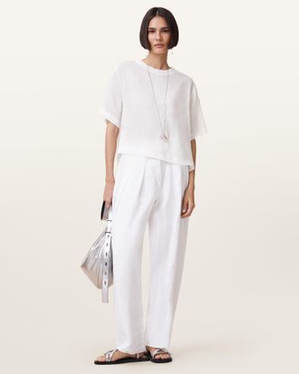 AllSaints Becca Linen Barrel Leg Pants