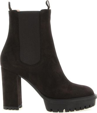 Gianvito Rossi Barry Enkellaarsjes - Dames - Laarzen met Hak - Bruin - 40 EU - Leer - Schoenen