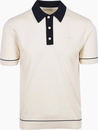 GANT Mens GANT COTTON MODAL KNITTED POLO CREAM - Size: 44