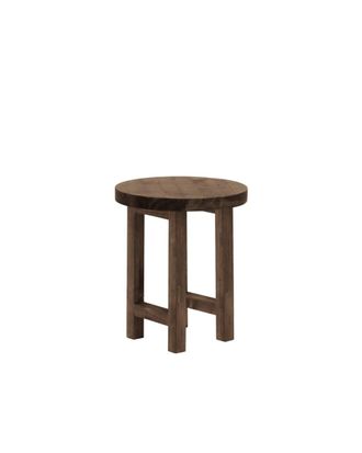 Deco Wood Mesita de noche de madera maciza en tono nogal de 35x40cm