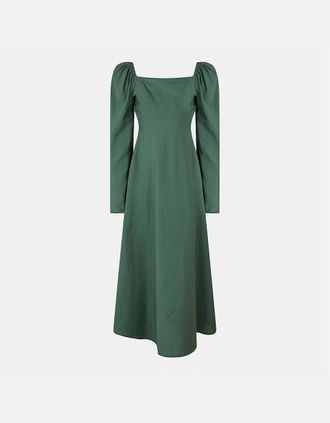 Nobody's Child Womens Abby Square Neck Midi A-Line Dress - Green - Size: 16