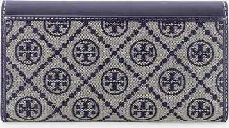 Tory Burch Womens Envelope Wallet T Monogram Blue Leather-Cotton-Polyester & Purses Leather/cotton/polyester