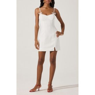 ASTR the Label Bow Detail Minidress in White at Nordstrom Rack, Size X-Small