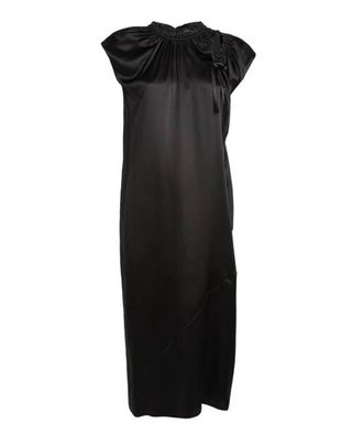 Simone Rocha Tie-Detailed Ruched Silk-Satin Midi Dress Size S