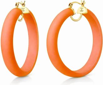 Gold & Honey Womens Frosted Lucite Hoop Earrings In Orange