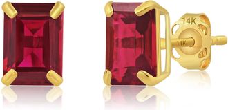 MAX + STONE 14k Yellow or White Gold Solitaire 7x5mm Gemstone Stud Earrings