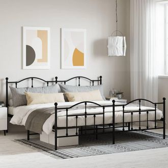 Berkfield Home Metal Bed Frame with Headboard & Footboard Black 193x203 cm