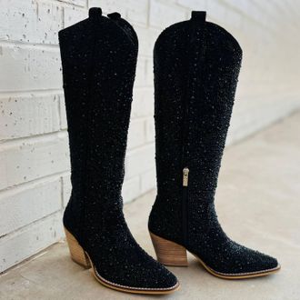 Mi.iM Womens Nashville Nights Rhinestone Boots In Black