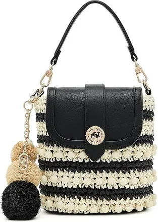 Dune London Dimple Cross Body Womens Handbags Black/White, Faux Leather