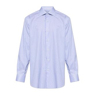 Brioni Formal Shirts, male, Blue, Size: M Striped Shirt